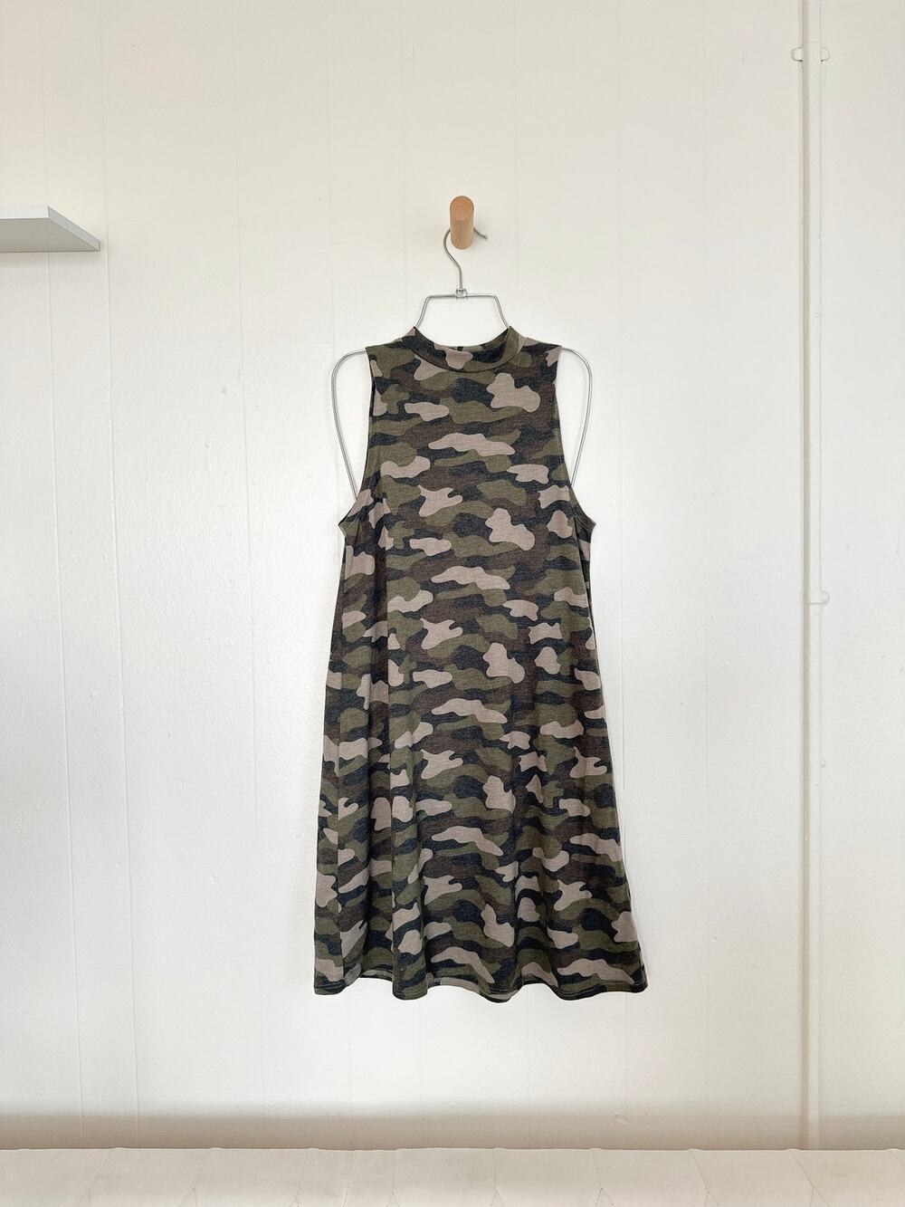 Alternative Apparel Camo Eco-Jersey Sleeveless Mock Neck Dress Small